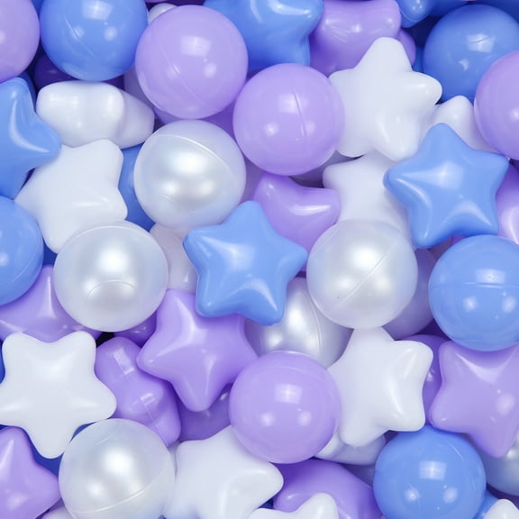 Ball Pit Balls Plastic Stars for Ball Pit BPA Free Plastic Balls Crush and Smash Proof Balls 100pcs 2.2" Set for Toddlers for Play Tent Tunnel (Purple+Blue+White)