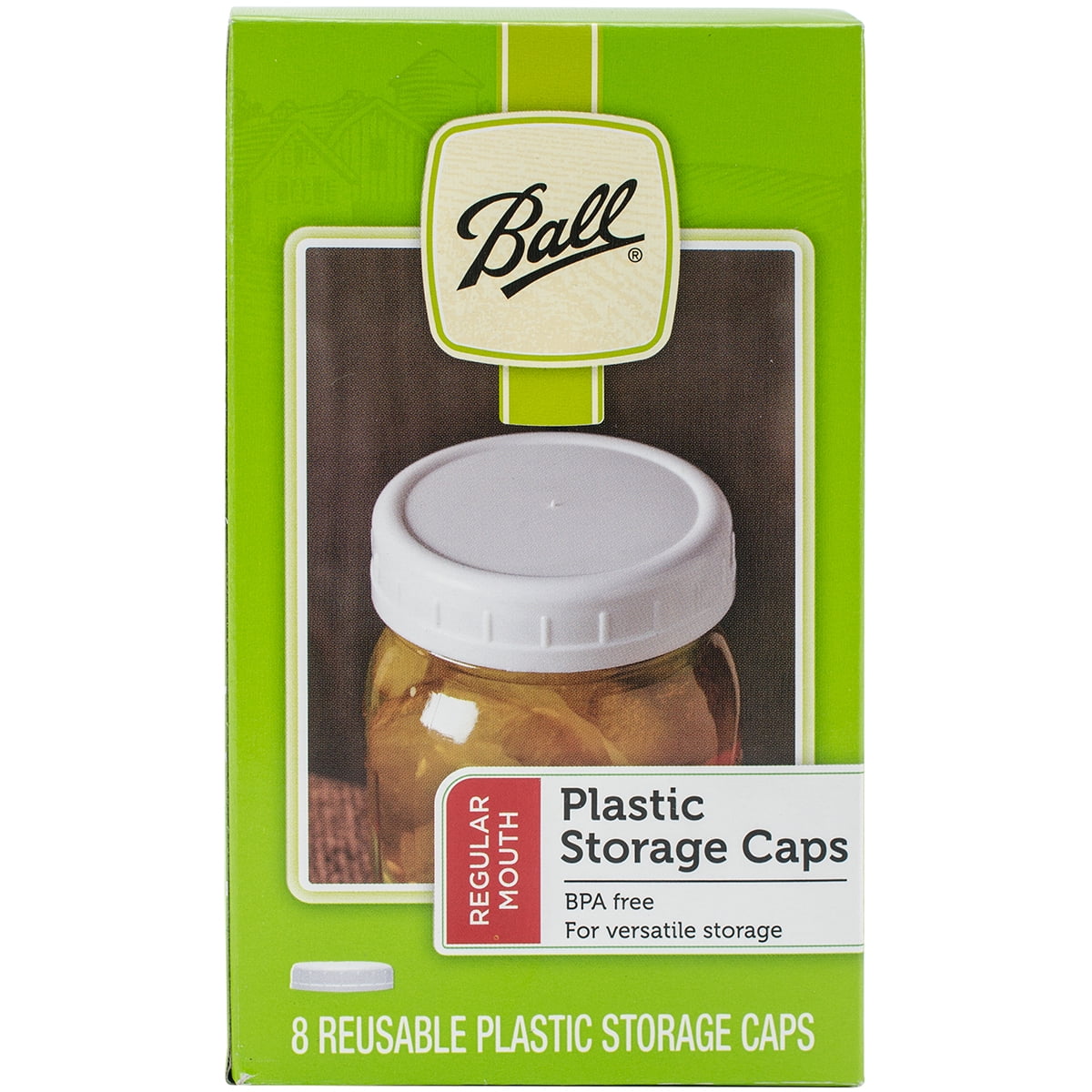 Ball Plastic Storage Caps 8/Pkg Wide Mouth