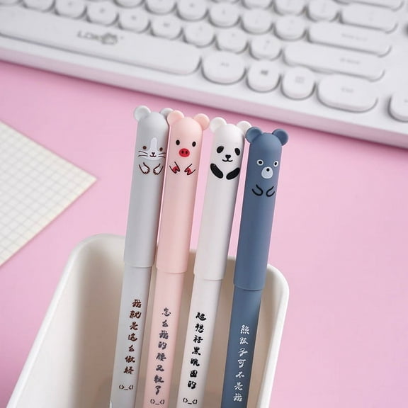 Ball Point Pens Clearance, Cub Shaped Erasable Pen Cute 0.5 Mm Crystal Blue High Color Erasable Pen Cartoons Full Needle Tube Heat Erasable 0.5ml, Back to College