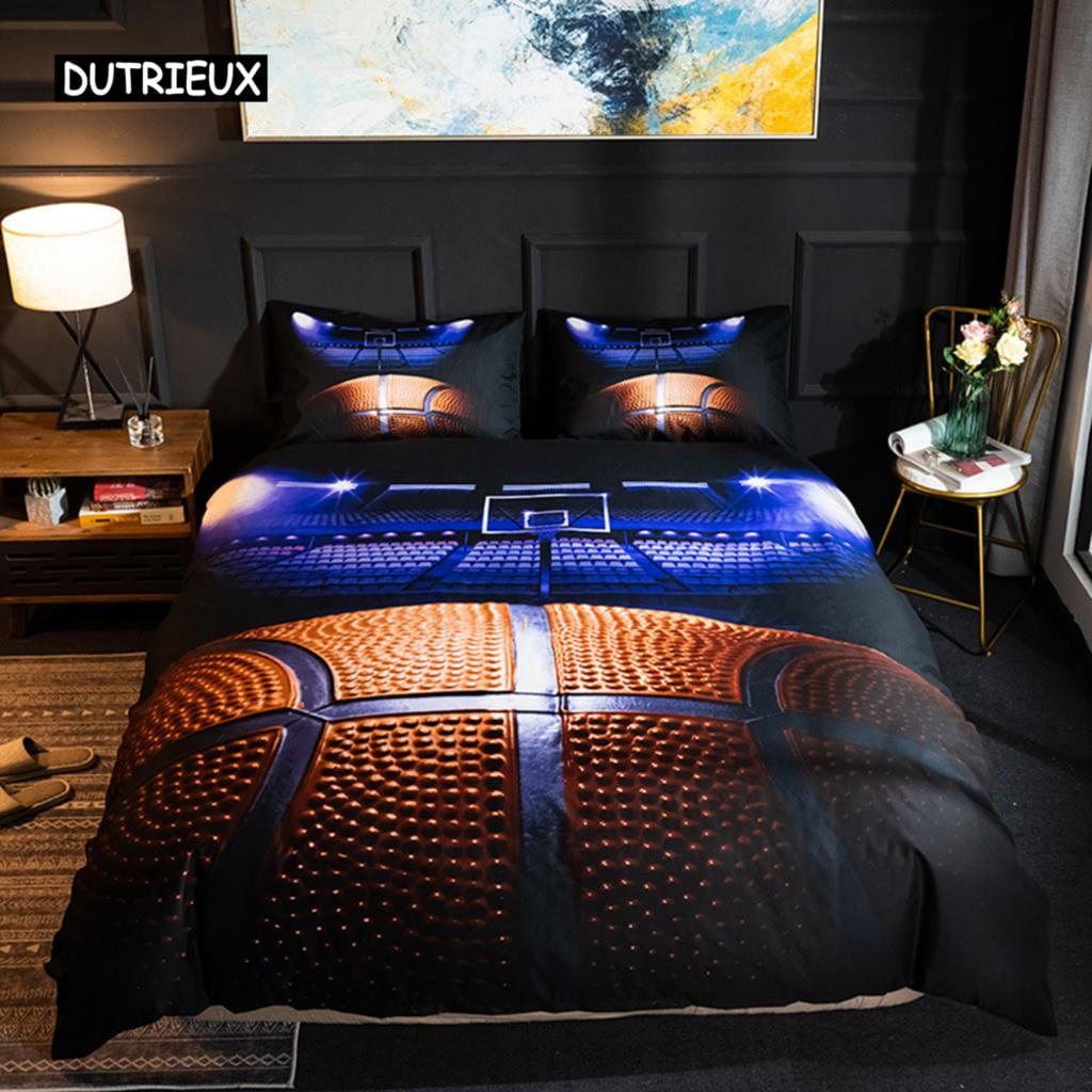 Ball Printing Quilt Cover King Size Football Basketball Sports Bedding