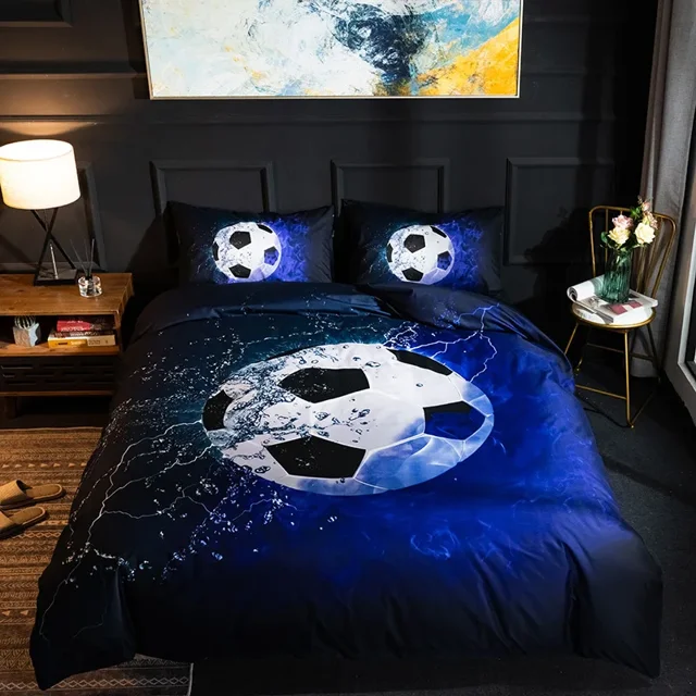 Ball Printing Quilt Cover King Size Football Basketball Sports Bedding