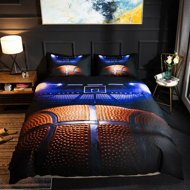 Ball Printing Quilt Cover King Size Football Basketball Sports Bedding