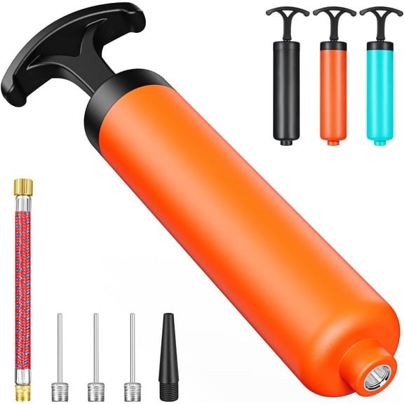 Ball Pump, Ball Pump for Sport Balls, Soccer Ball Pump, Hand Pump with 3 Needles, Nozzle, Extension Hose, Perfect for Volleyball, Basketball, Rugby, Balloon, Exercise Ball Inflator System