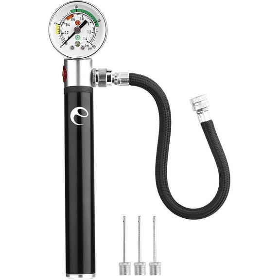 Ball Pump with Gauge, Ball Air Pump with Inflation & Release Valve for Basketball, Football, Soccer Ball, Rugby, Volleyball and Other Inflatable Balls