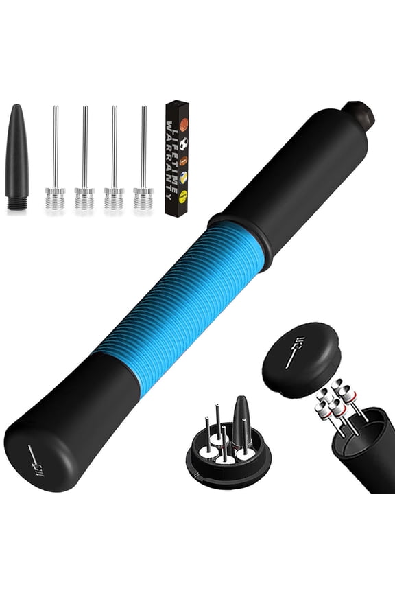 Ball Pump with Built-in Needle Storage, Portable Sports Ball Inflator with 5 Inflation Needles & Extendable Hose, Hand Air Pump for Basketball, Soccer, Football, Rugby and All Other Inflatable
