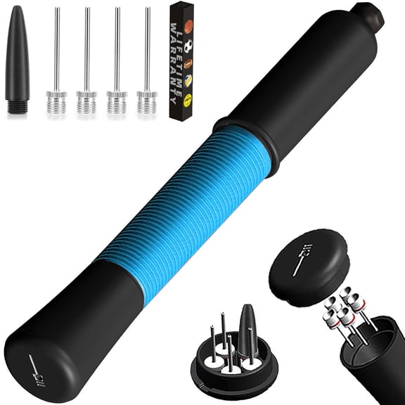 Fenxyo Ball Pump with Built-in Needle Storage, Portable Sports Ball Inflator with 5 Inflation Needles & Extendable Hose, Hand Air Pump for Basketball, Soccer, Football, Rugby and All Other Inflatable