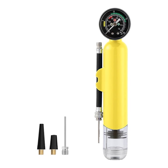 Ball Pump with Pressure Gauge Multipurpose Lightweight Durable Hand Air Pump Yellow