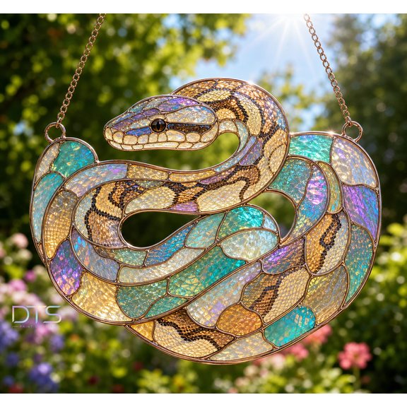 Ball Python Acrylic Window Hanging Gift, Snake Suncatcher for Reptile Lovers