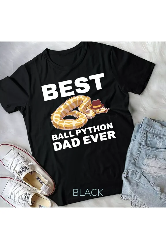 Ball Python Dad with Beard and Mustache, Pet Snake Themed Graphic New Unisex T-Shirt