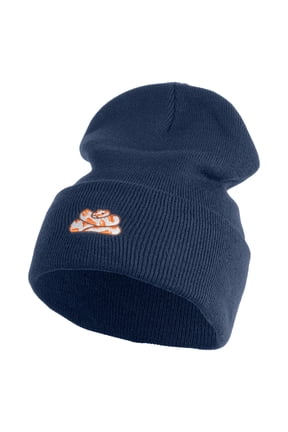 Ball Python Embroidered 12 Inch Long Knitted Beanie - Navy OSFM
