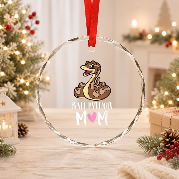 Ball Python Mom Snake Glass Ornament