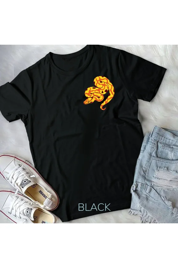 Ball Python Pocket Yellow Snake, Boa, and Reptile Lover Themed Gift Unisex T-Shirt