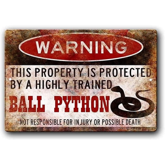 Ball Python Sign,Funny Metal Signs,Ball Python Accessories,Snake Warning Sign Aluminum Metal Sign 8 X 12 Inches