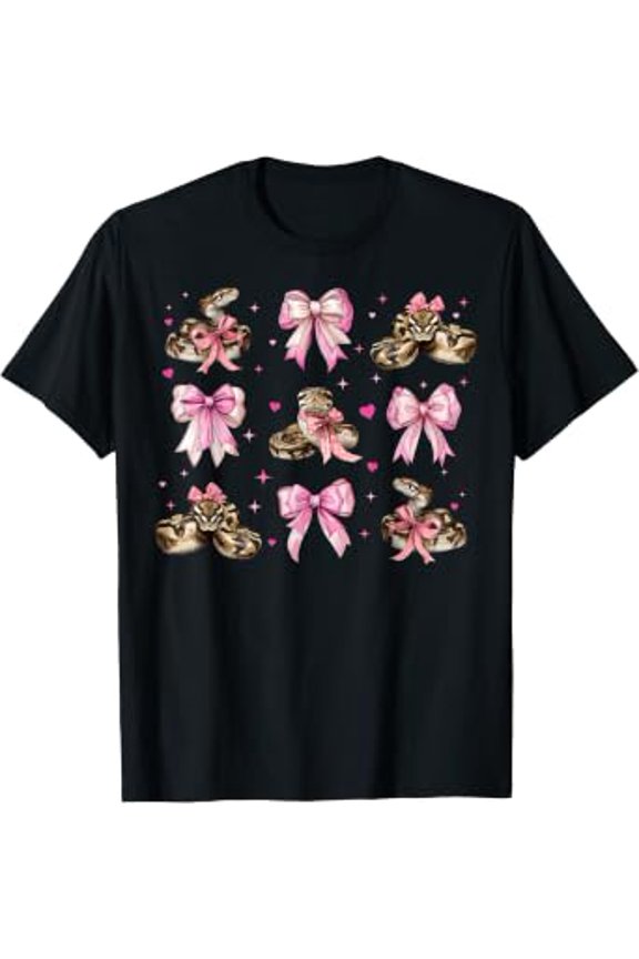 Ball Python Snake Coquette Bow Pink T-Shirt