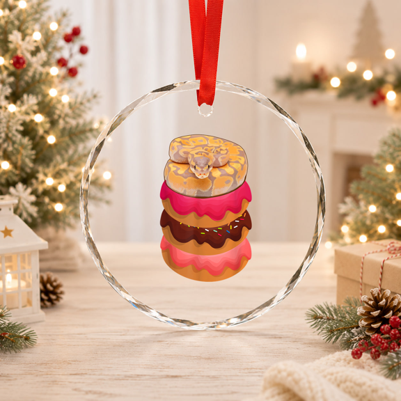 Ball Python Snakes Love Donuts Herpatologists Glass Ornament