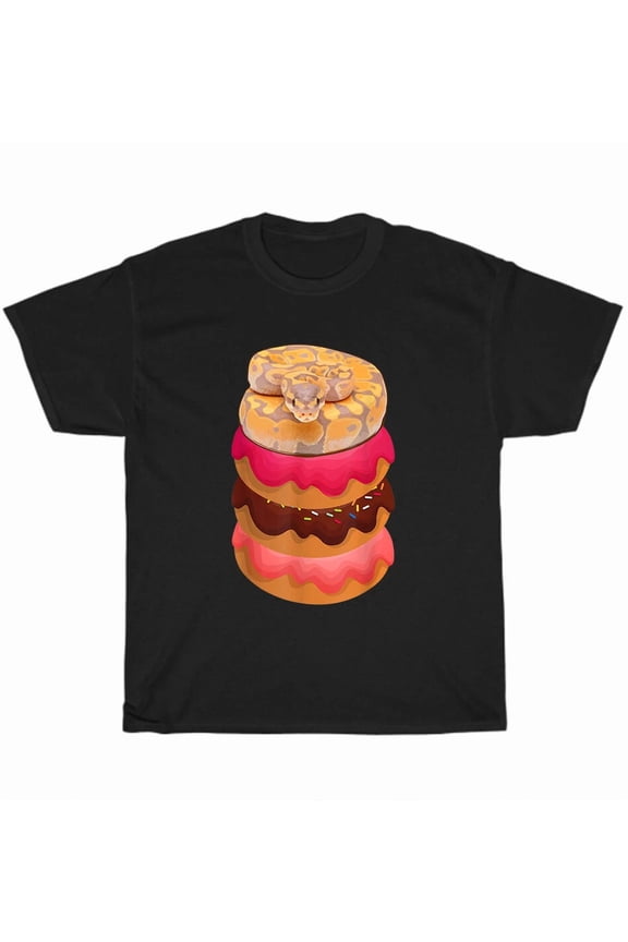 Ball Python With Doughnuts Funny Reptile Lover Cute Snake Humor Unisex T-Shirt, up to size 5XL