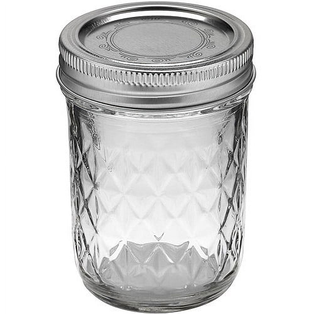 Ball Quilted Crystal Jelly Jar with Lid and Band, Regular Mouth, 8 Ounces, 12 Count