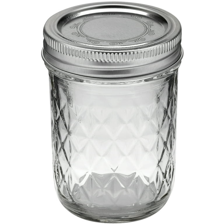Choice 8 oz. Half-Pint Regular Mouth Glass Canning / Mason Jar with Silver  Metal Lid and Band - 12/Pack