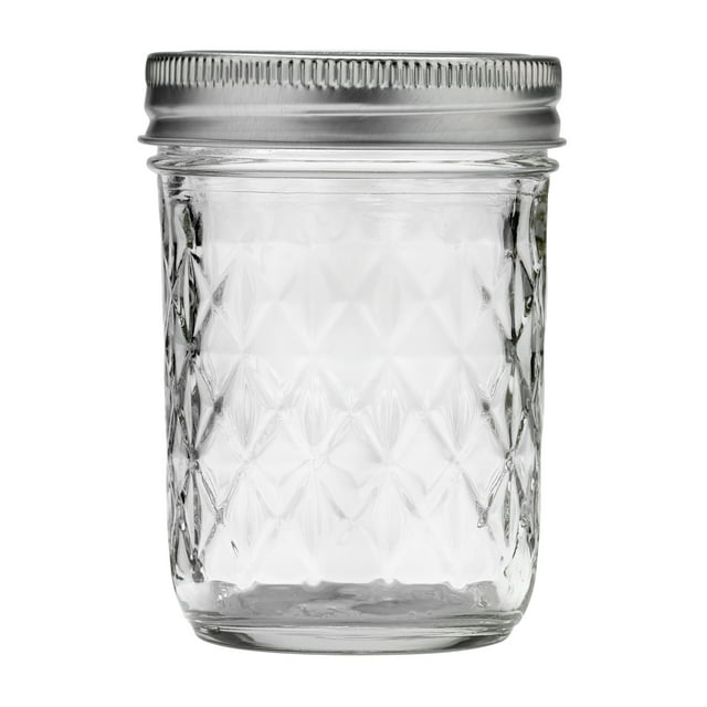 Ball Quilted Crystal Mason Jar w/ Lid & Band, Regular Mouth, 8 Ounces, 12 Count, 4 Lb.