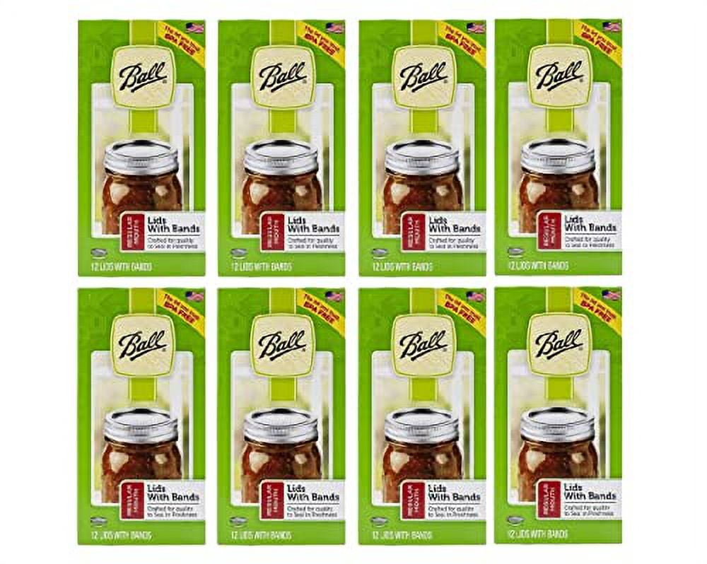 Ball REGULAR mouth LIDS & BANDS (rings) for canning/mason jars, 96 lids