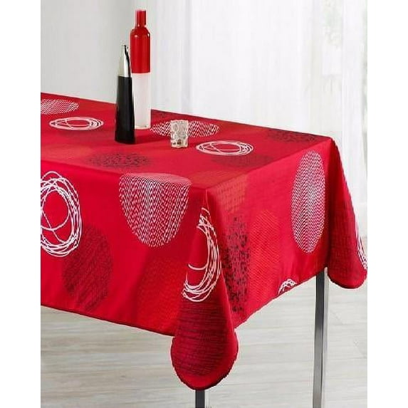 Ball Red 100% Polyester, Stain Resistant Tablecloth Circle Diameter 63 inch