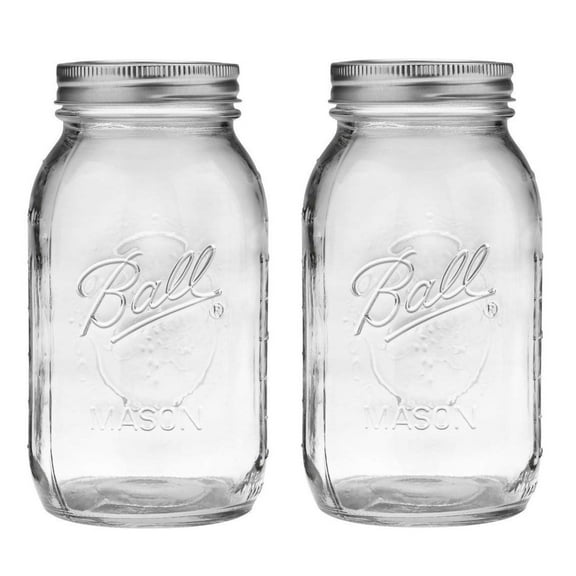 Ball Regular Mouth 32-Ounces Mason Jar with Lids and Bands, Clear,(Pack Of 2)