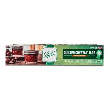 Ball Regular Mouth 4oz Quilted Pint Mason Jars, 12 Count