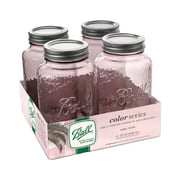 Ball 32 oz Vintage Colored Mason Jars - Rose, Regular Mouth Quart Canning Jars with Lids and Rings, 4-Pack Large Glass Jars for Home Canning and Preserving