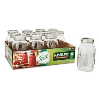 NMS 16 Ounce Glass Wide Mouth Straight-Sided Canning Jars - Case of 12 -  With Gold Lids