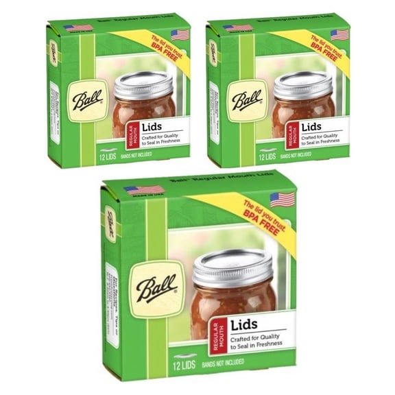 Ball Regular Mouth Jar Lids Canning Preserving 12 Lids, 3-Pack