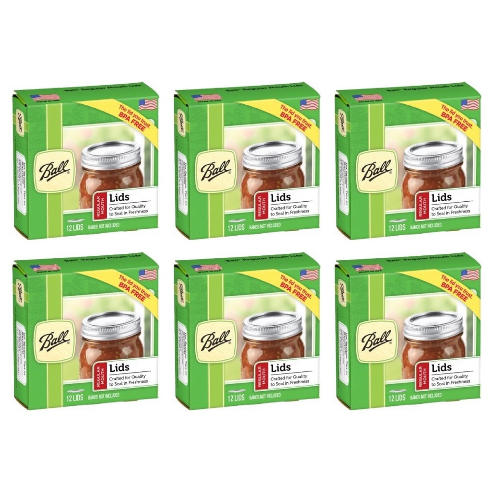 Ball Regular Mouth Jar Lids Canning Preserving Seal 12 Lids Silver, 6