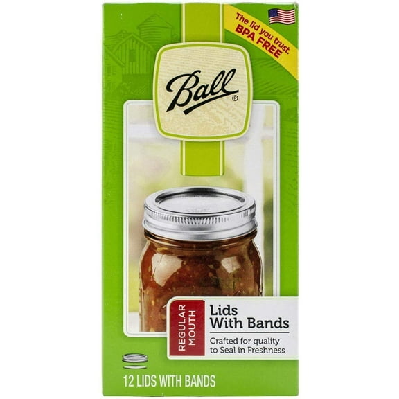 Ball Regular Mouth Canning Jar Lids and Bands - Metal, Silver - 12 Pack