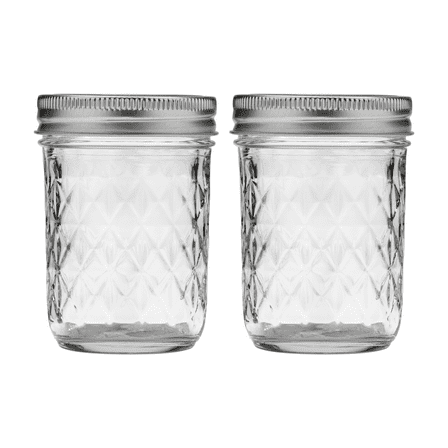Ball Regular Mouth Quilted Crystal Glass Mason Jar, Half Pint Size, 8 oz (2-Pack)