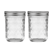 Ball Regular Mouth Quilted Crystal Glass Mason Jar, Half Pint Size, 8 oz 2-Pack