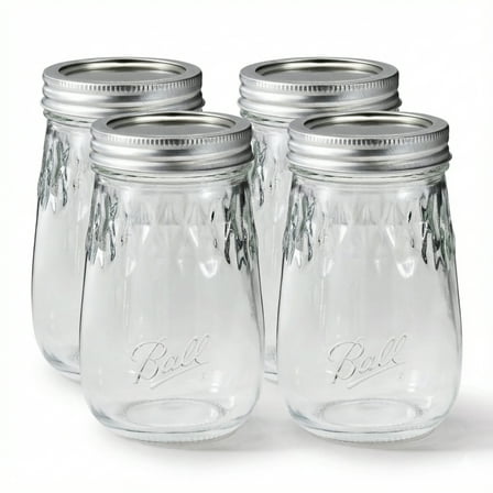Ball 16 oz Mason Jar Drinking Glasses 4-Pack, Mason Jars with Lids, Great for Canning, Storage, and DIY Crafts