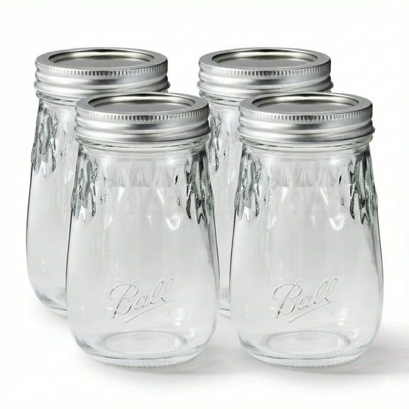 Ball 16 oz Mason Jar Drinking Glasses 4-Pack, Mason Jars with Lids, Great for Canning, Storage, and DIY Crafts