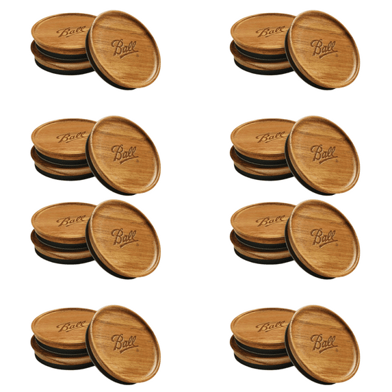 Ball Regular Mouth Wooden Storage Lids, 3-Count, Pack of 8 (24 Lids Total)