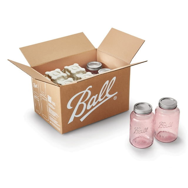 Ball Rose Vintage Regular Mouth 32 oz Quart Canning Jars, 6 Pack