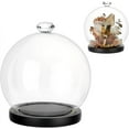 thumbnail image 1 of Ball-Shaped Glass Dome Cloche 6x6inch Round Clear Glass Display Diamond Top Cloche Bell Jar with Black Wood Base for Valentine's Day Eternal Flower Figure Decoration Craft for DIY, 1 of 9