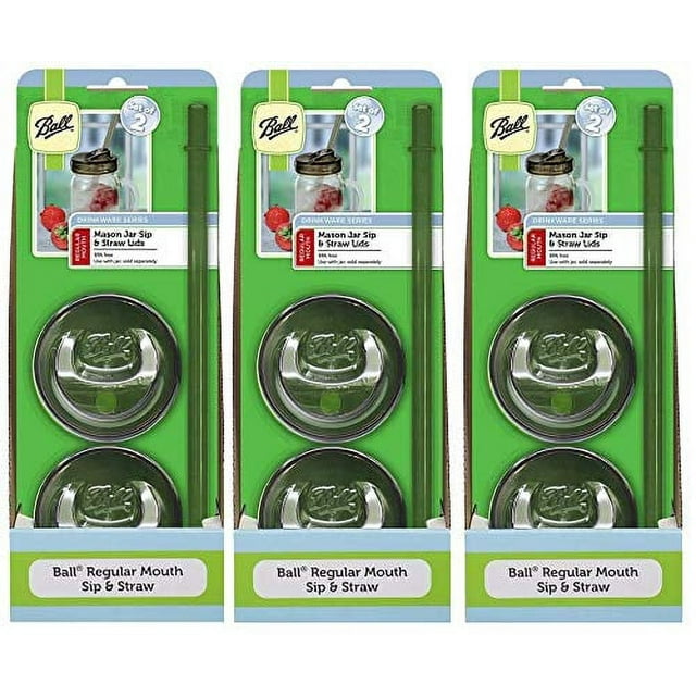 Ball Sip & Straw Lids, Fits Regular Mouth Mason Jars (3)