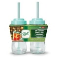 thumbnail image 1 of Ball Sip and Straw Spiral Mason Jar | Reusable Straw | 16 oz | 2 Pack | Minty Blue, 1 of 6