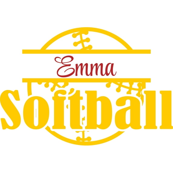 Ball Softball Sports Player Athelete Customized Wall Decal - Custom Vinyl Wall Art - Personalized Name - Baby Girls Boys Kids Bedroom Wall Decal Room Decor Wall Stickers Decoration Size (12x20 inch)