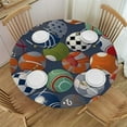 thumbnail image 1 of Ball Sports Pattern Round Fitted Tablecloth Elastic Edge Waterproof, 1 of 8