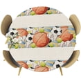 thumbnail image 1 of Ball Sports Round Tablecloth 36-44 Inch Round Fitted Table Cloth with Elastic Edge, Rustic Football Basketball Sports Waterproof Table Cover Protector for Outdoor Picnic Party Dining, 1 of 9