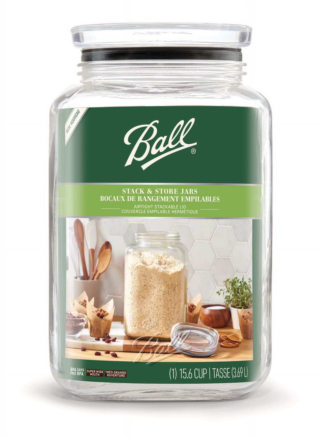Ball® Stack & Store Gallon Jar (15.6 Cup/124 oz.), Glass Storage Jar
