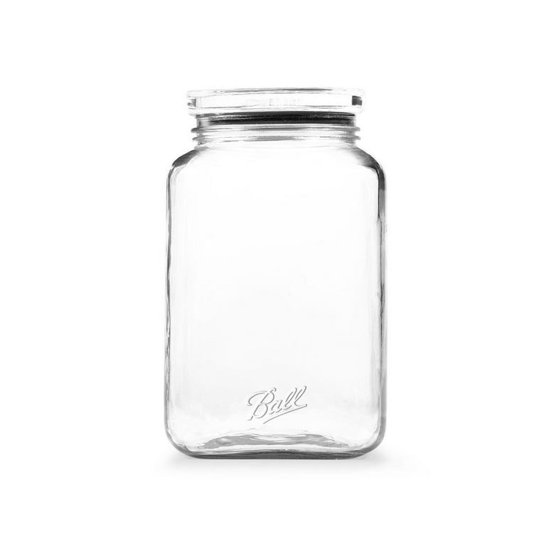 Glass storage jars set. Stackable glass jar, big clear + small