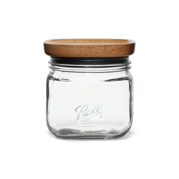 Ball Stack & Store Quart Jar (4 Cups/32 oz.), Wooden Lid Storage Jar