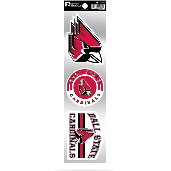 Ball State Cardinals Triple Retro Throwback Spirit Decals Flat Vinyl Auto Home Sticker Sheet University