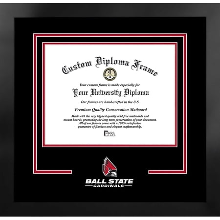 Ball State University Cardinals 10w x 8h Spirit Diploma Manhattan Black Frame with Bonus Campus Images Lithograph (value savings $59)