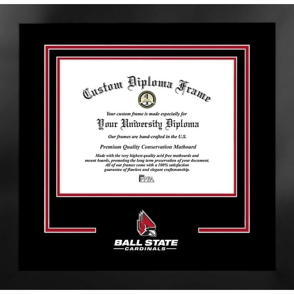 Ball State University Cardinals 17w x 14h Spirit Diploma Manhattan Black Frame with Bonus Campus Images Lithograph (value savings $59)